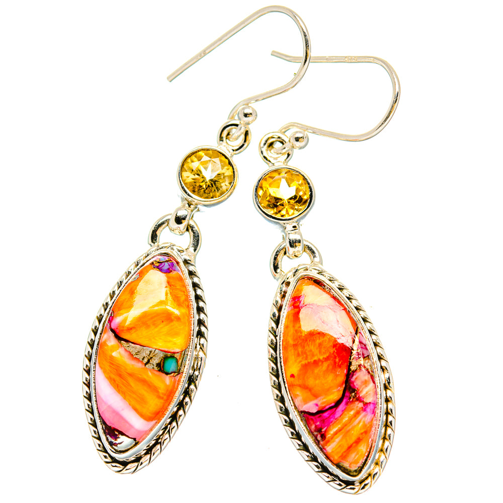 Kingman Pink Dahlia Turquoise Earrings handcrafted by Anasilvercos - EARR430208 - Photo 2