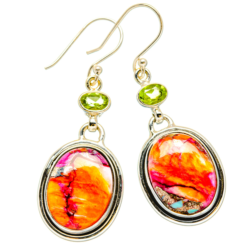 Kingman Pink Dahlia Turquoise Earrings handcrafted by Anasilvercos - EARR430210 - Photo 2