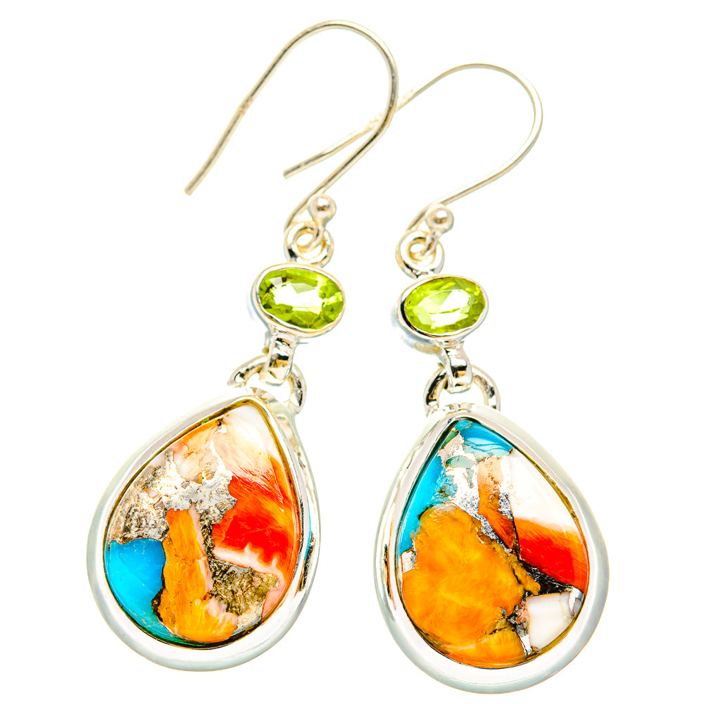Spiny Oyster Turquoise Earrings handcrafted by Anasilvercos - EARR430211 - Photo 2