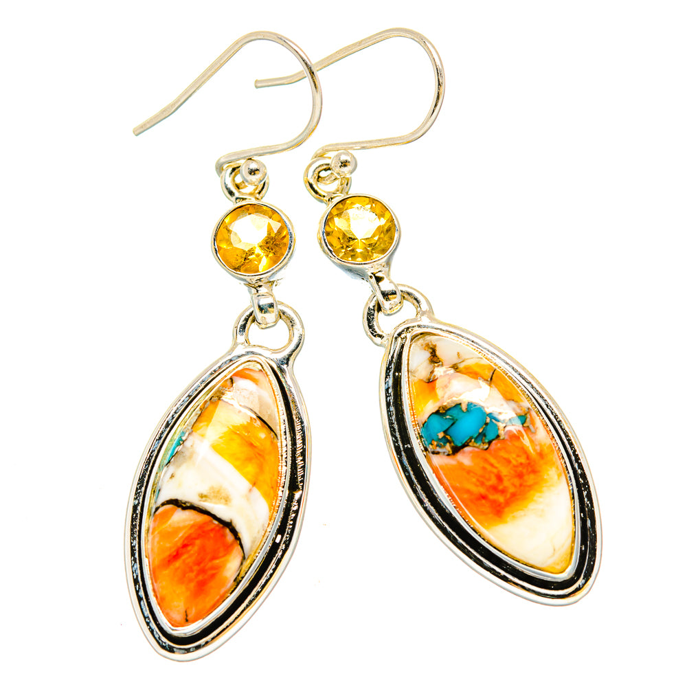 Spiny Oyster Turquoise Earrings handcrafted by Anasilvercos - EARR430215 - Photo 2