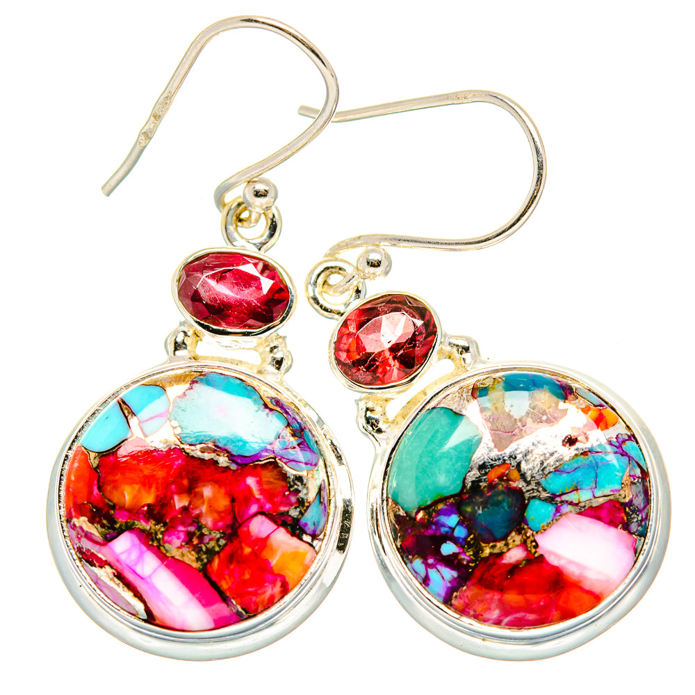 Kingman Pink Dahlia Turquoise Earrings handcrafted by Anasilvercos - EARR430231 - Photo 2