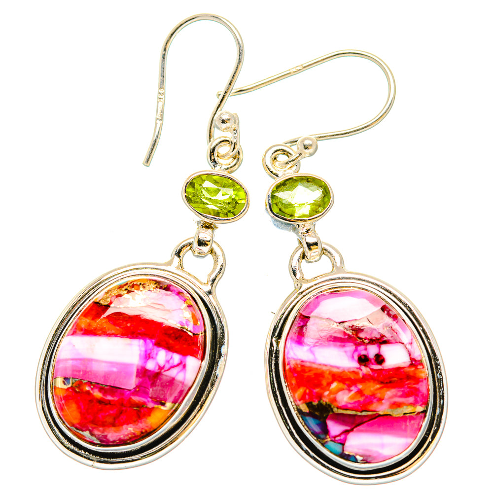 Kingman Pink Dahlia Turquoise Earrings handcrafted by Anasilvercos - EARR430252 - Photo 2