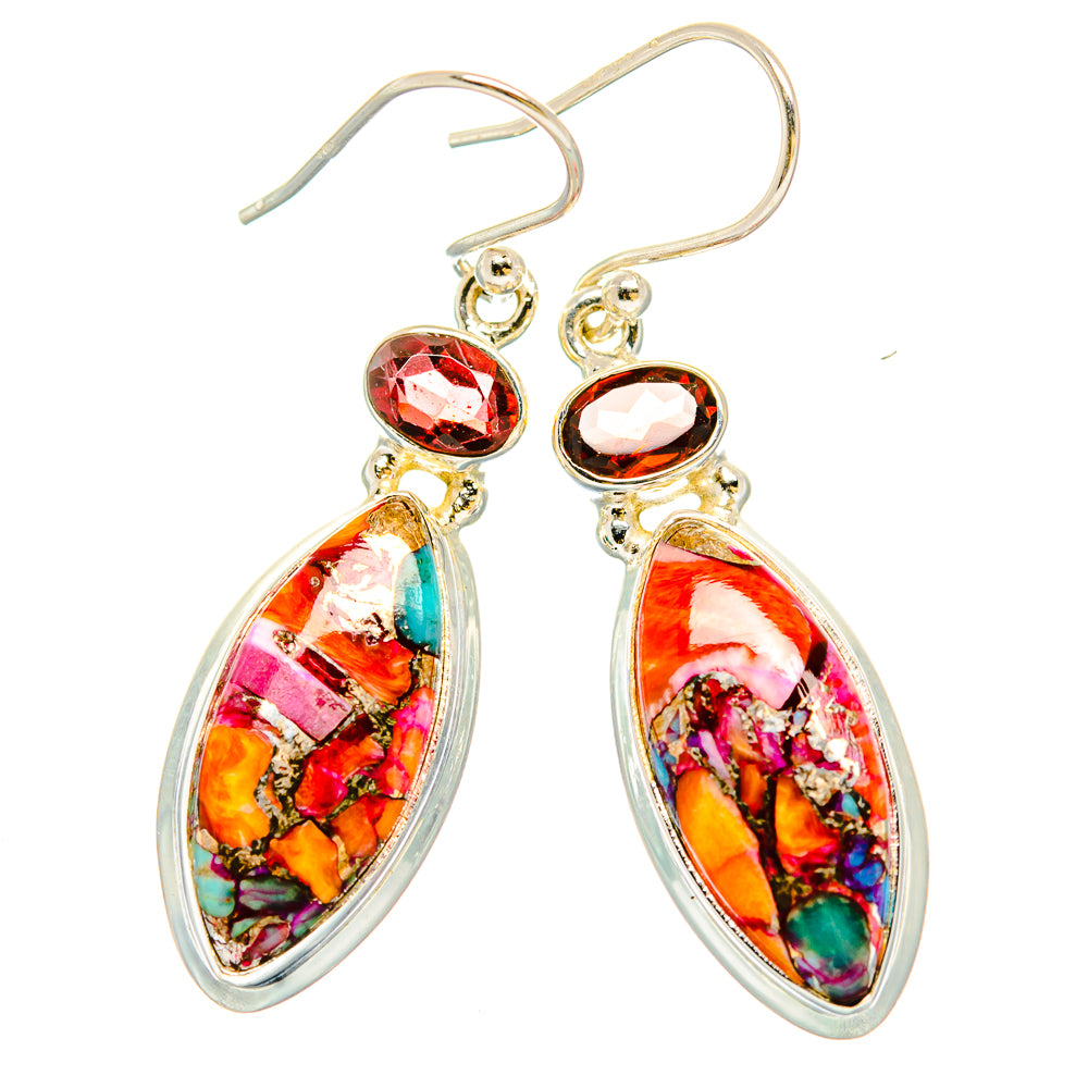 Kingman Pink Dahlia Turquoise Earrings handcrafted by Anasilvercos - EARR430260 - Photo 2