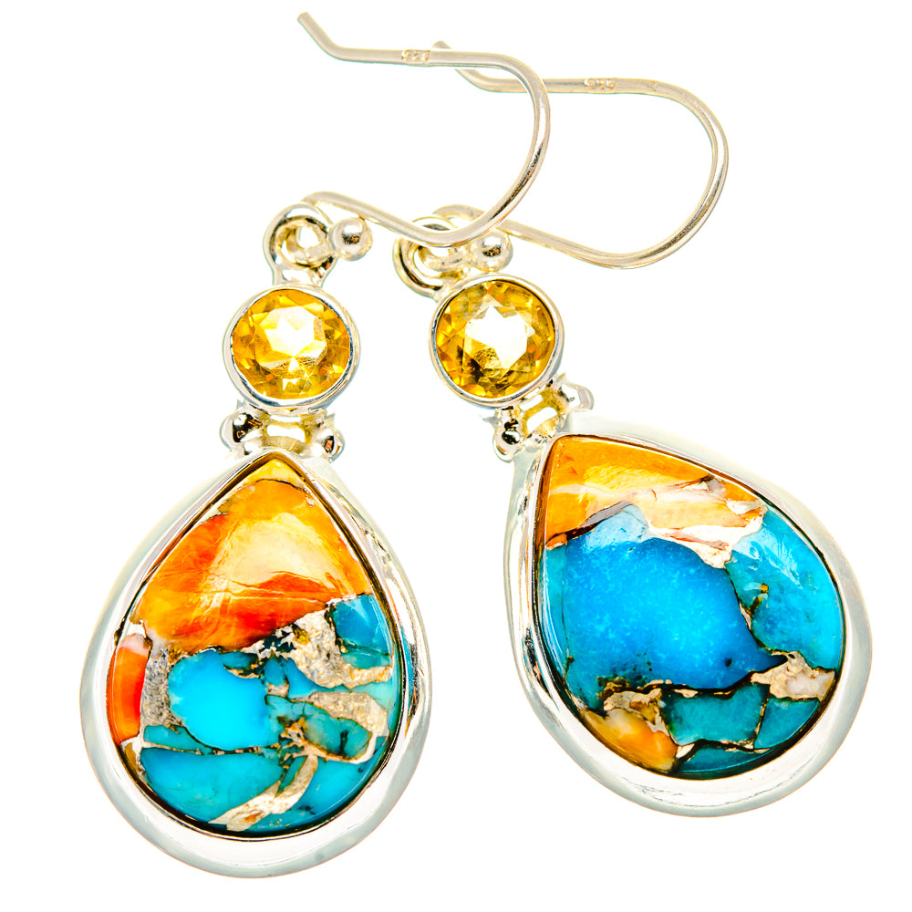Spiny Oyster Turquoise Earrings handcrafted by Anasilvercos - EARR430288 - Photo 2
