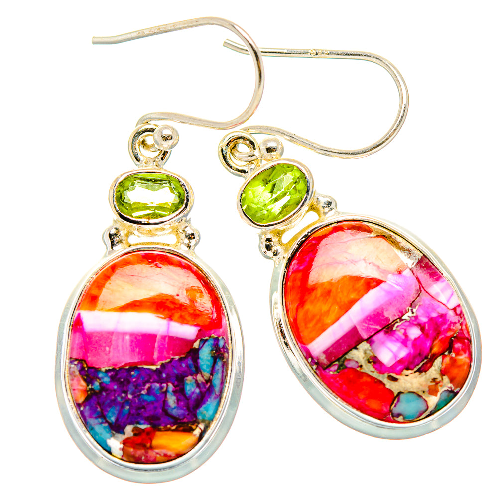 Kingman Pink Dahlia Turquoise Earrings handcrafted by Anasilvercos - EARR430292 - Photo 2