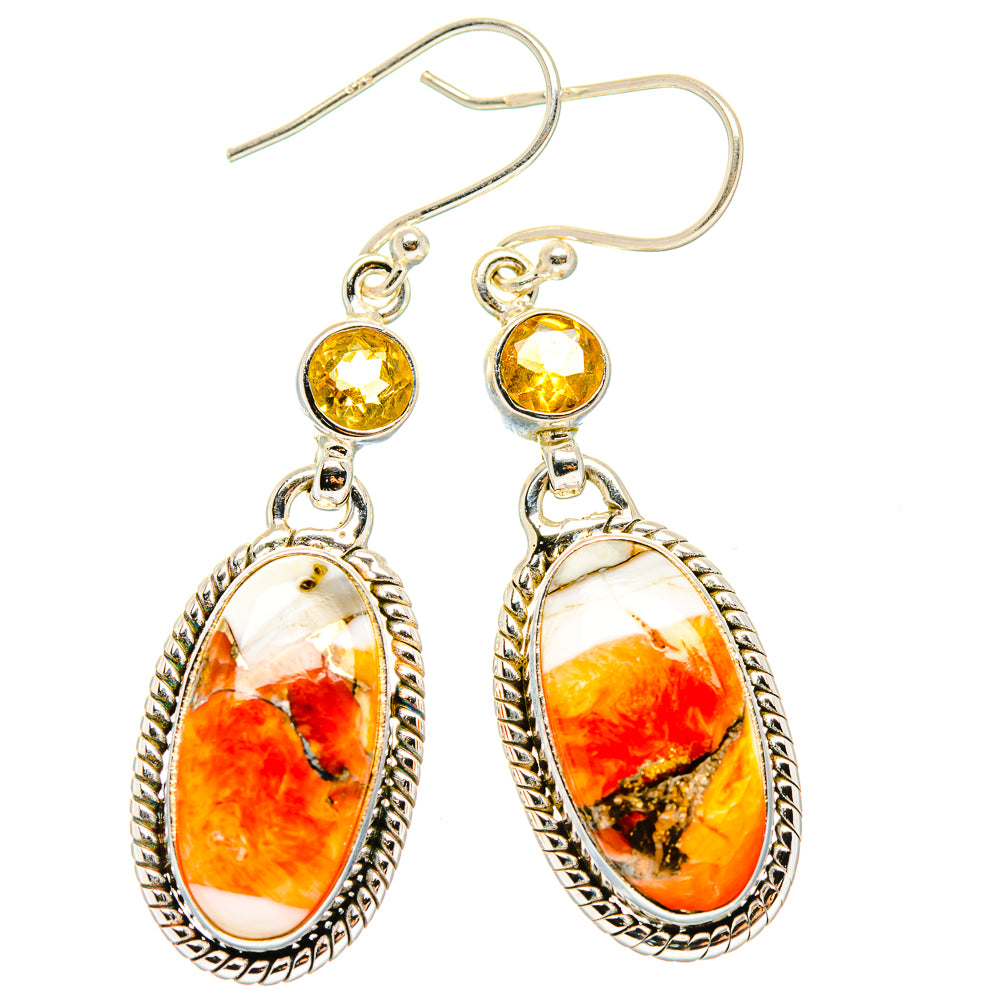 Spiny Oyster Turquoise Earrings handcrafted by Anasilvercos - EARR430294 - Photo 2