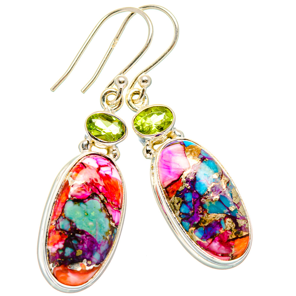 Kingman Pink Dahlia Turquoise Earrings handcrafted by Anasilvercos - EARR430296 - Photo 2