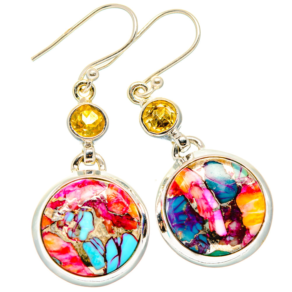 Kingman Pink Dahlia Turquoise Earrings handcrafted by Anasilvercos - EARR430297 - Photo 2
