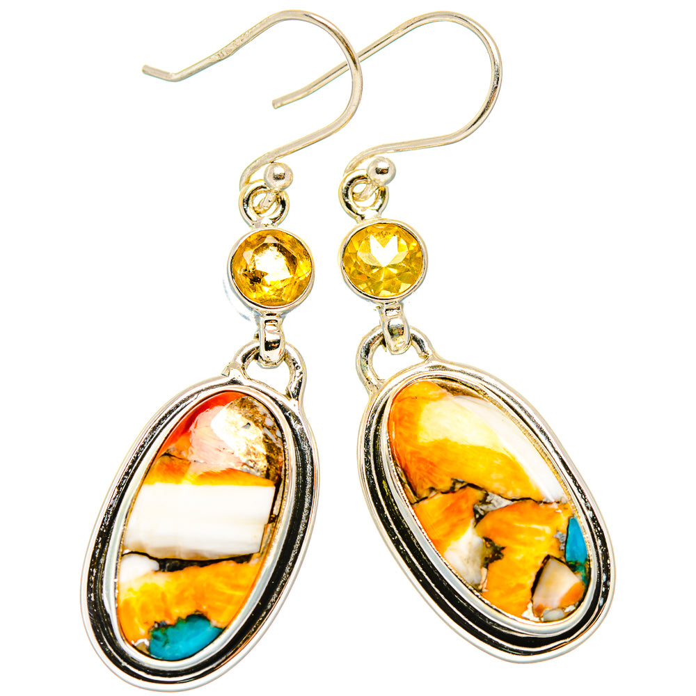Spiny Oyster Turquoise Earrings handcrafted by Anasilvercos - EARR430298 - Photo 2