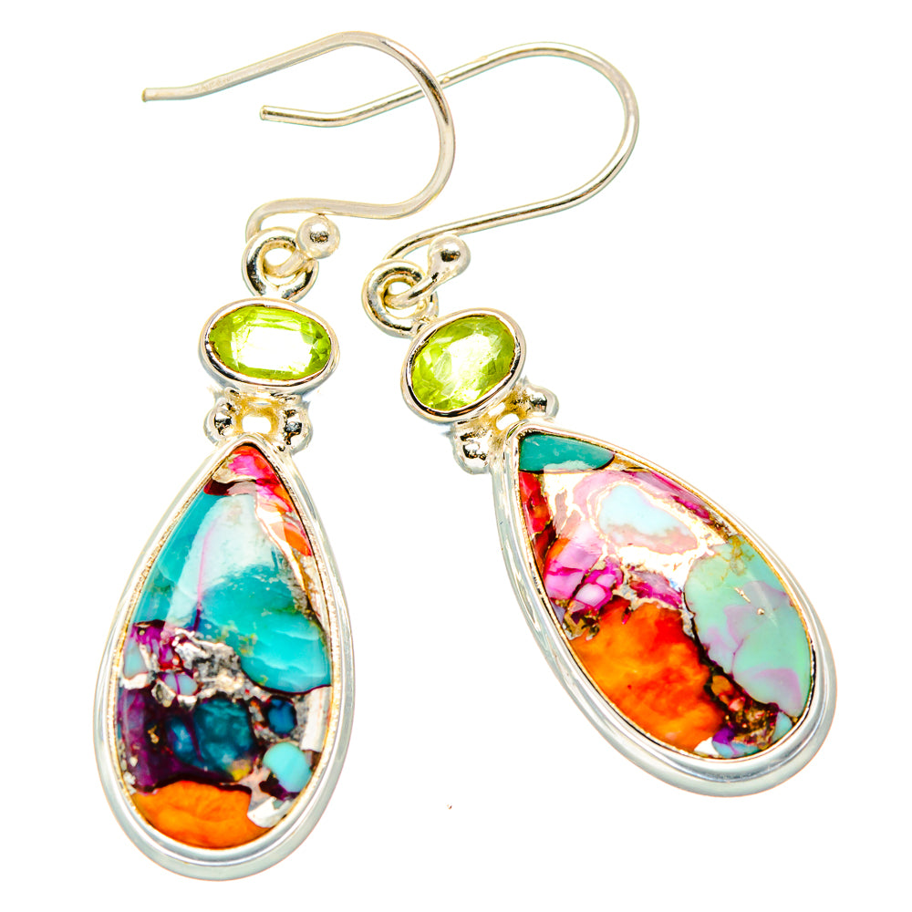 Kingman Pink Dahlia Turquoise Earrings handcrafted by Anasilvercos - EARR430307 - Photo 2