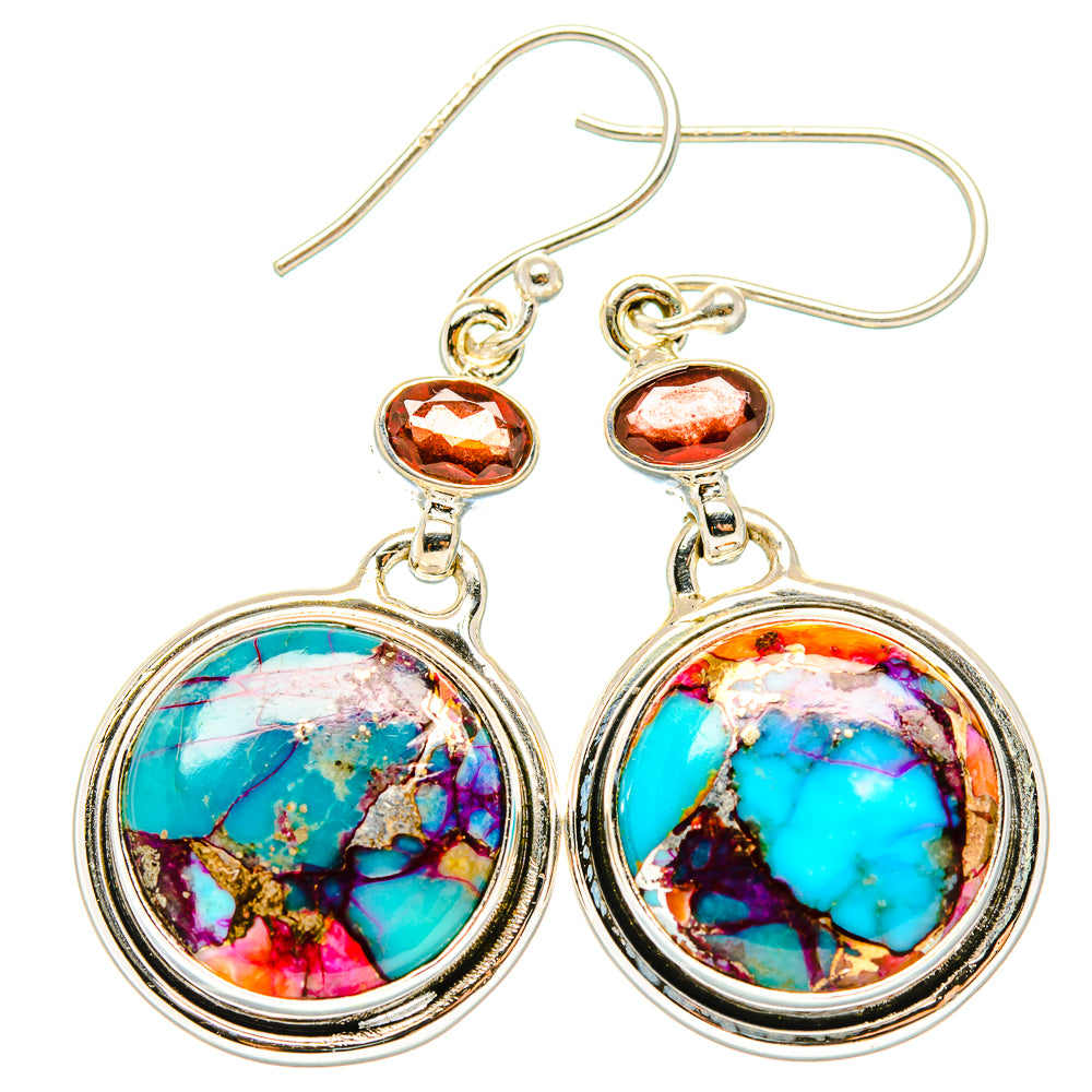 Kingman Pink Dahlia Turquoise Earrings handcrafted by Anasilvercos - EARR430313 - Photo 2