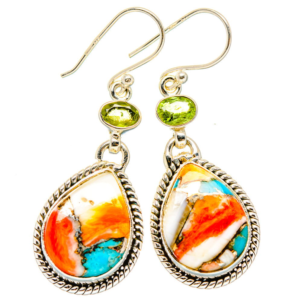 Spiny Oyster Turquoise Earrings handcrafted by Anasilvercos - EARR430317 - Photo 2
