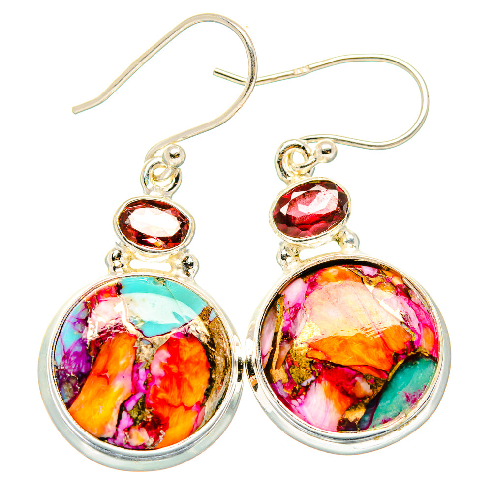 Kingman Pink Dahlia Turquoise Earrings handcrafted by Anasilvercos - EARR430327 - Photo 2