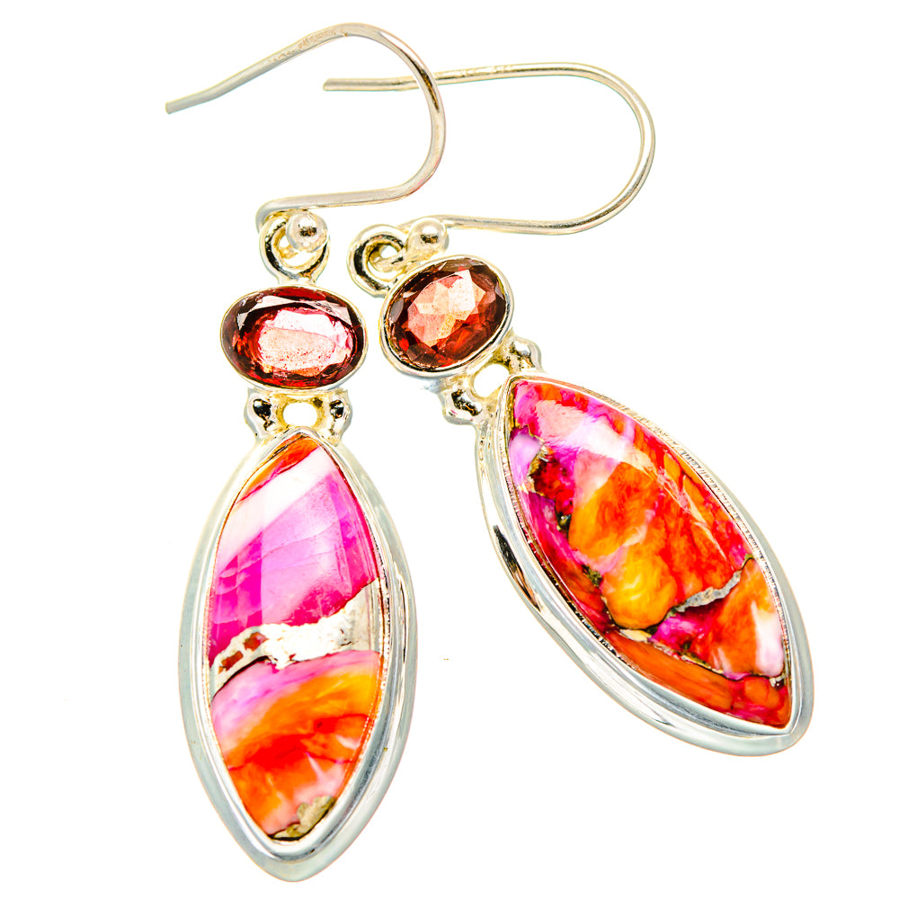Kingman Pink Dahlia Turquoise Earrings handcrafted by Anasilvercos - EARR430329 - Photo 2