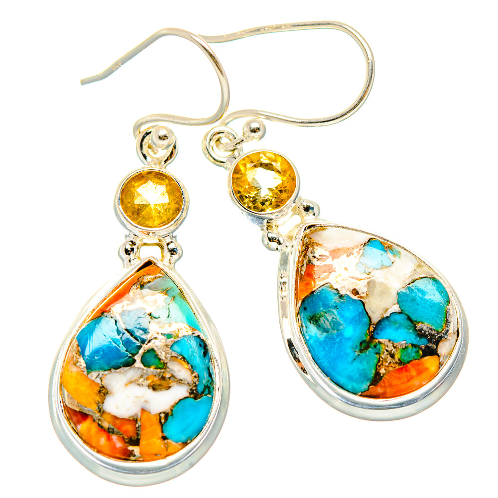Spiny Oyster Turquoise Earrings handcrafted by Anasilvercos - EARR430330 - Photo 2