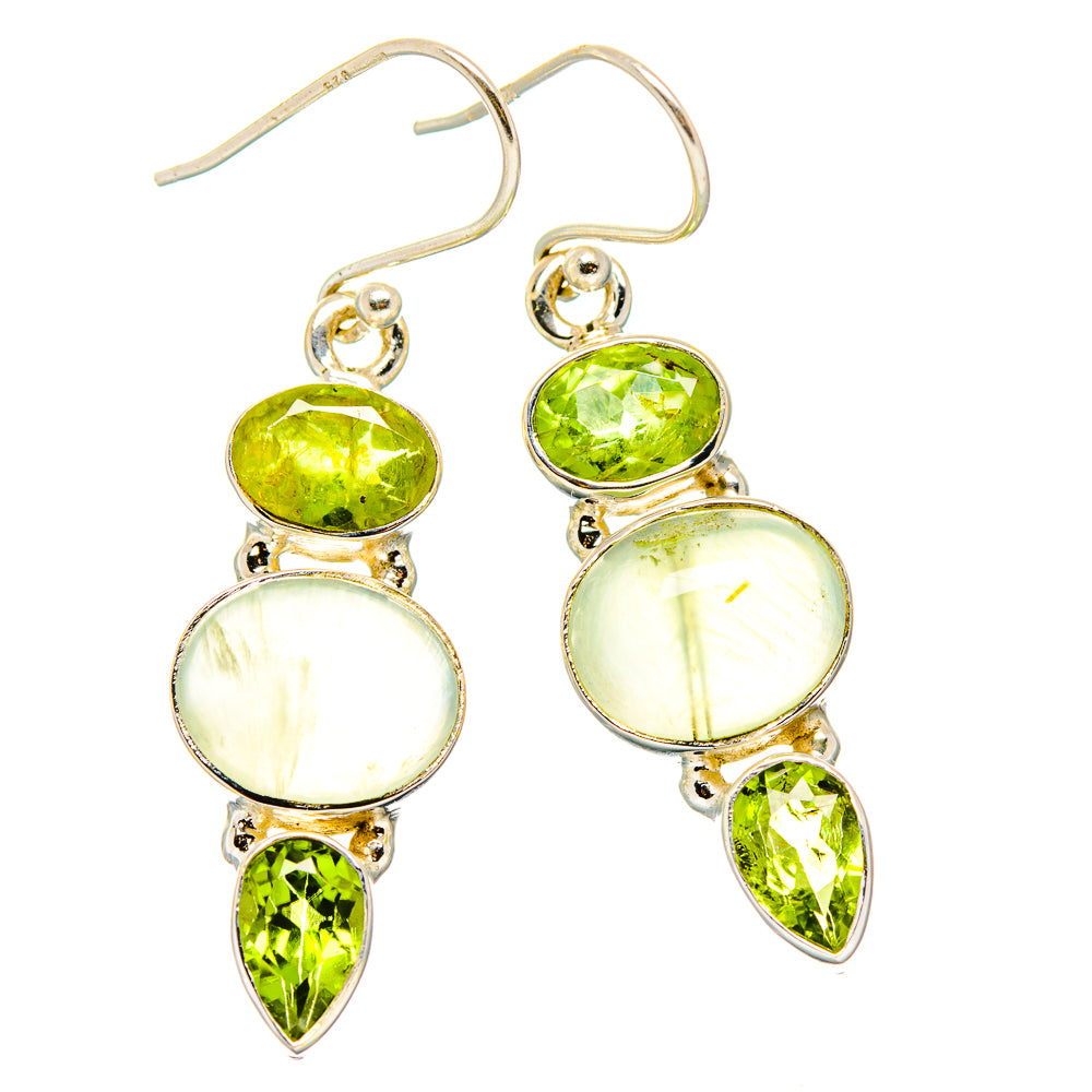 Prehnite, Peridot Earrings handcrafted by Anasilvercos - EARR430331 - Photo 2