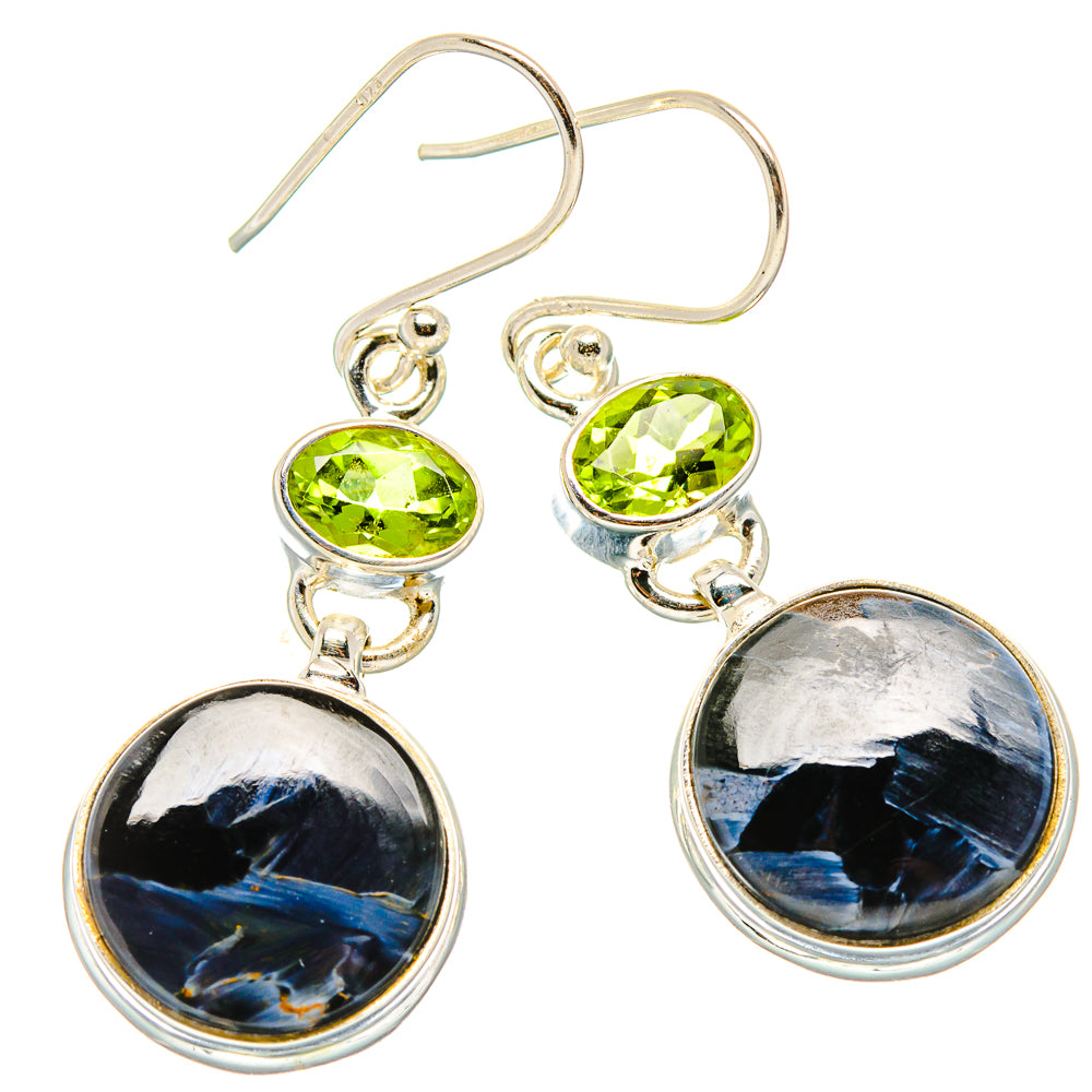 Pietersite, Peridot Earrings handcrafted by Anasilvercos - EARR430336 - Photo 2