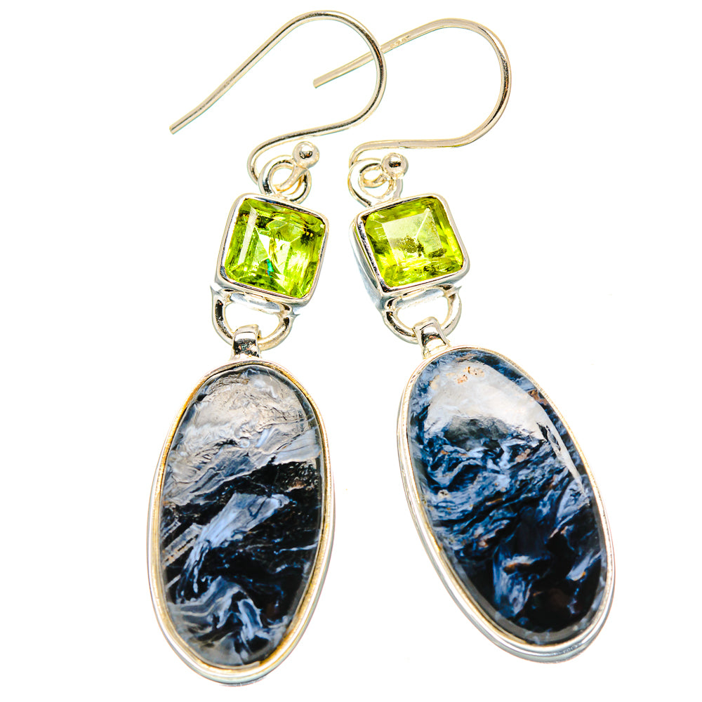 Pietersite, Peridot Earrings handcrafted by Anasilvercos - EARR430351 - Photo 2
