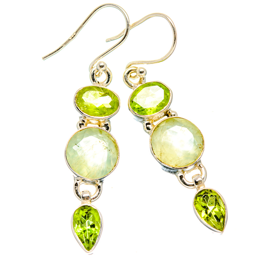 Prehnite, Peridot Earrings handcrafted by Anasilvercos - EARR430356 - Photo 2