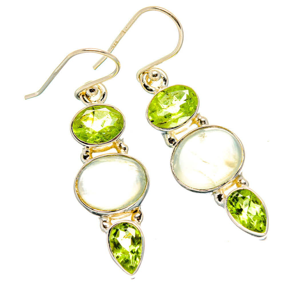 Prehnite, Peridot Earrings handcrafted by Anasilvercos - EARR430379 - Photo 2