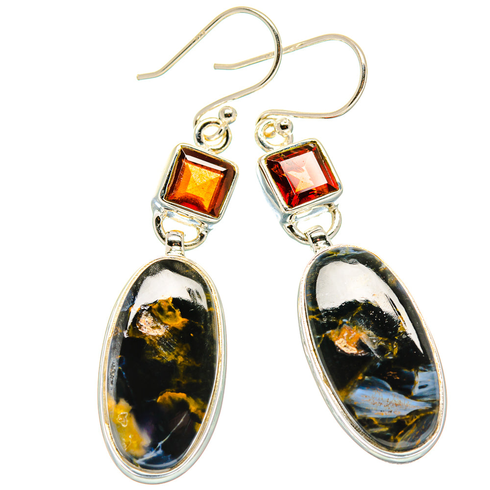 Pietersite, Garnet Earrings handcrafted by Anasilvercos - EARR430393 - Photo 2