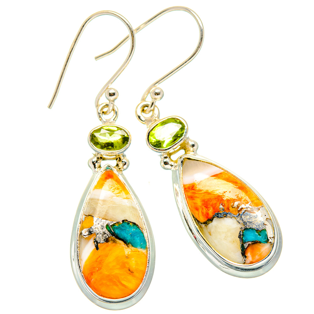 Spiny Oyster Turquoise, Blue Topaz Earrings handcrafted by Anasilvercos - EARR430395 - Photo 2