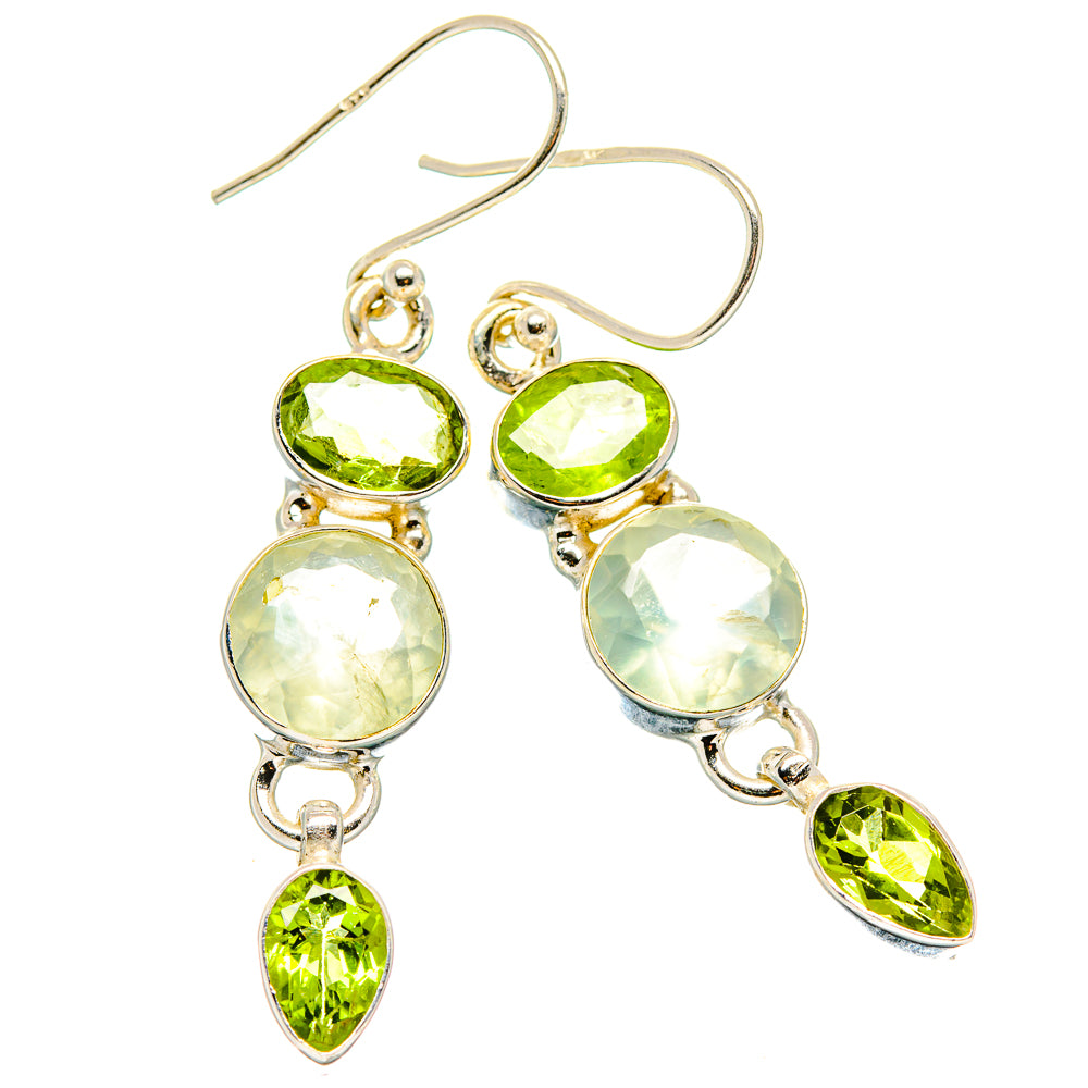 Prehnite, Peridot Earrings handcrafted by Anasilvercos - EARR430400 - Photo 2