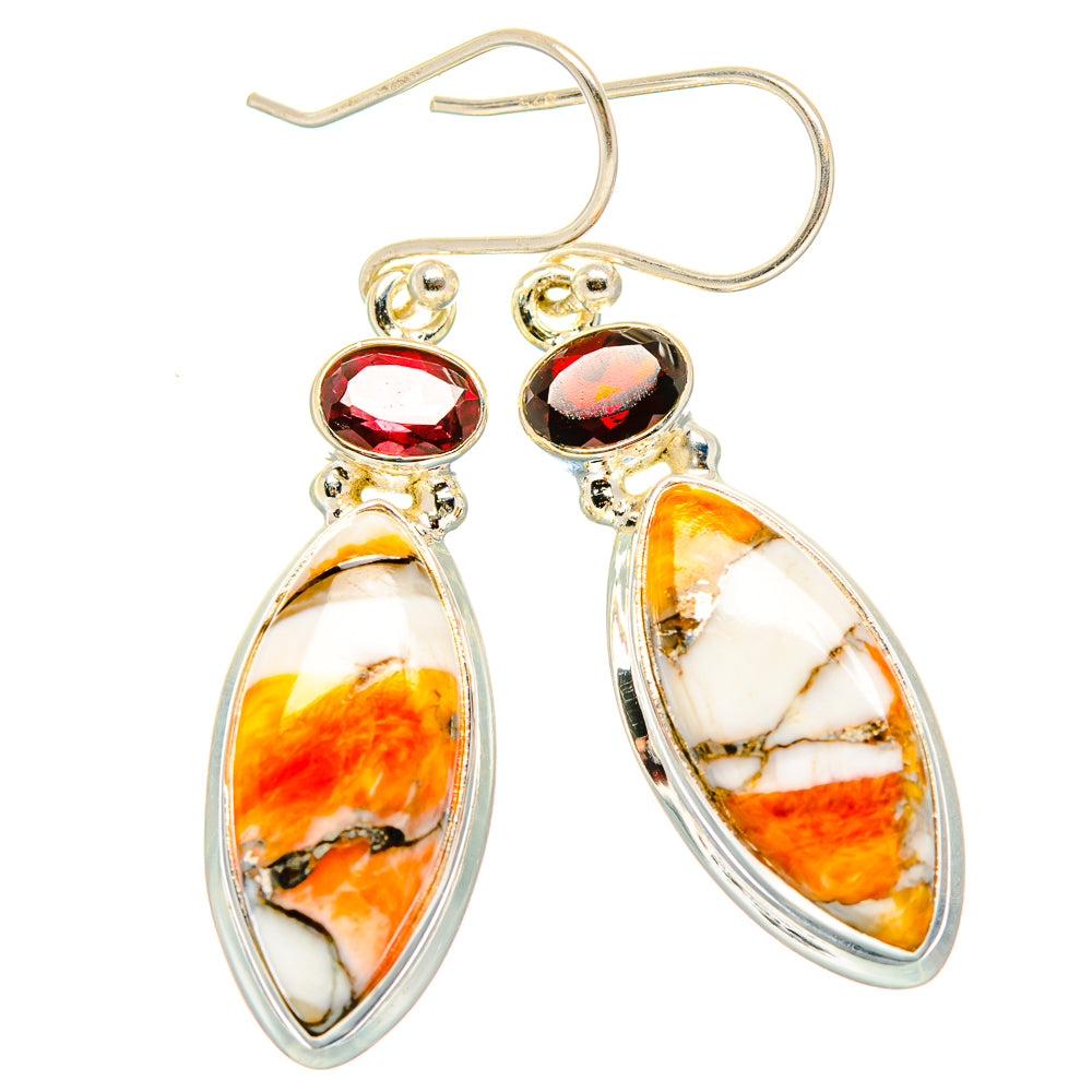 Spiny Oyster Turquoise, Garnet Earrings handcrafted by Anasilvercos - EARR430405 - Photo 2