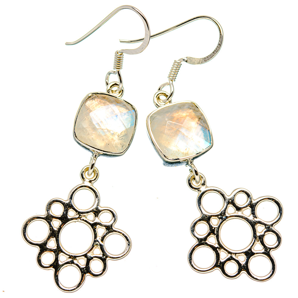 Rainbow Moonstone Earrings handcrafted by Anasilvercos - EARR430426 - Photo 2