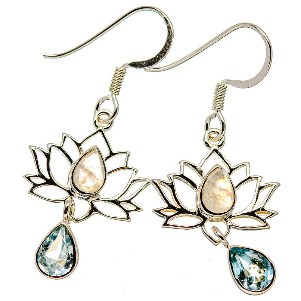 Rainbow Moonstone Earrings handcrafted by Anasilvercos - EARR430429 - Photo 2