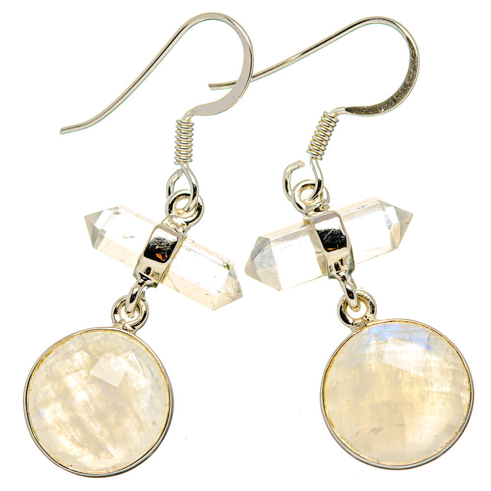 Rainbow Moonstone Earrings handcrafted by Anasilvercos - EARR430430 - Photo 2
