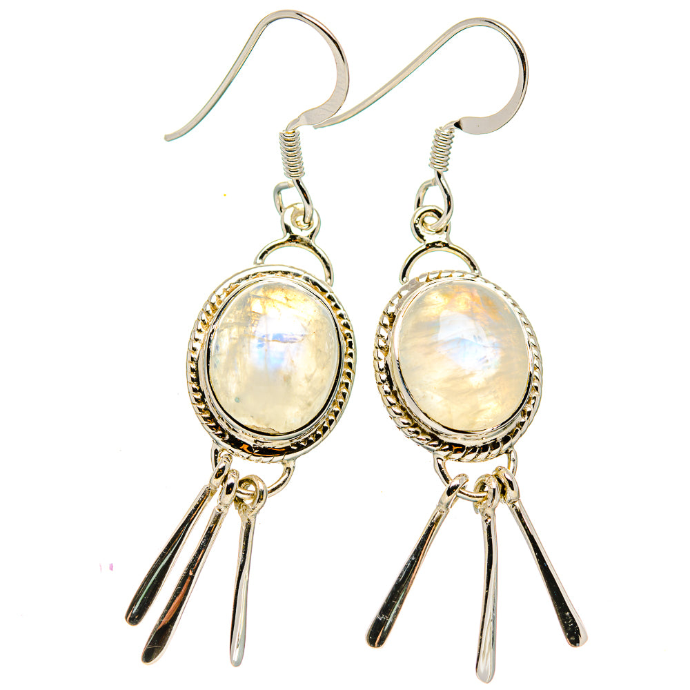 Rainbow Moonstone Earrings handcrafted by Anasilvercos - EARR430433 - Photo 2