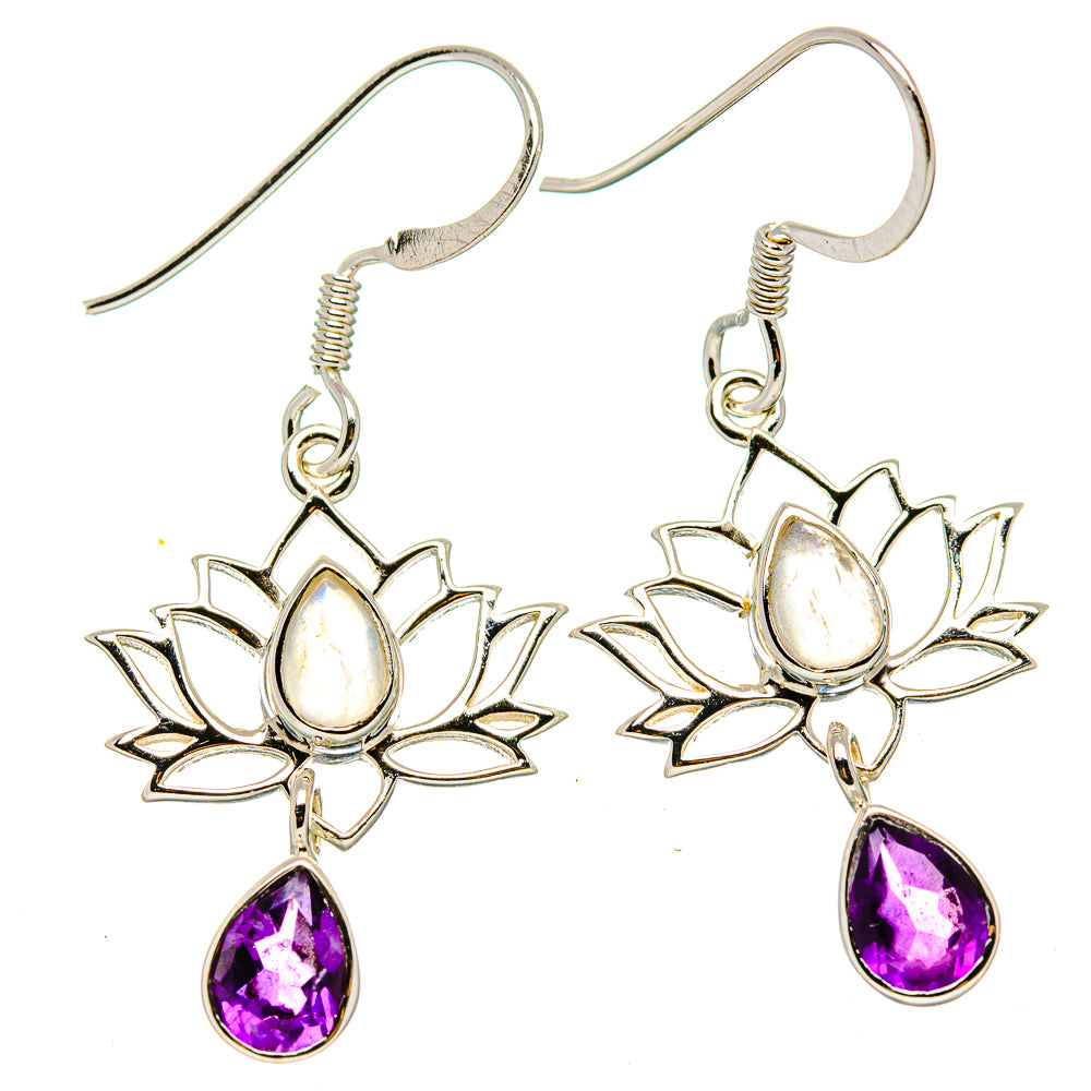 Rainbow Moonstone Earrings handcrafted by Anasilvercos - EARR430434 - Photo 2