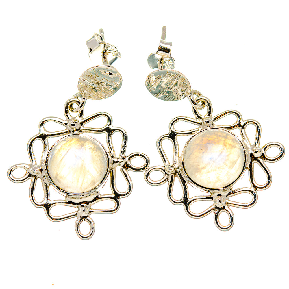 Rainbow Moonstone Earrings handcrafted by Anasilvercos - EARR430435 - Photo 2