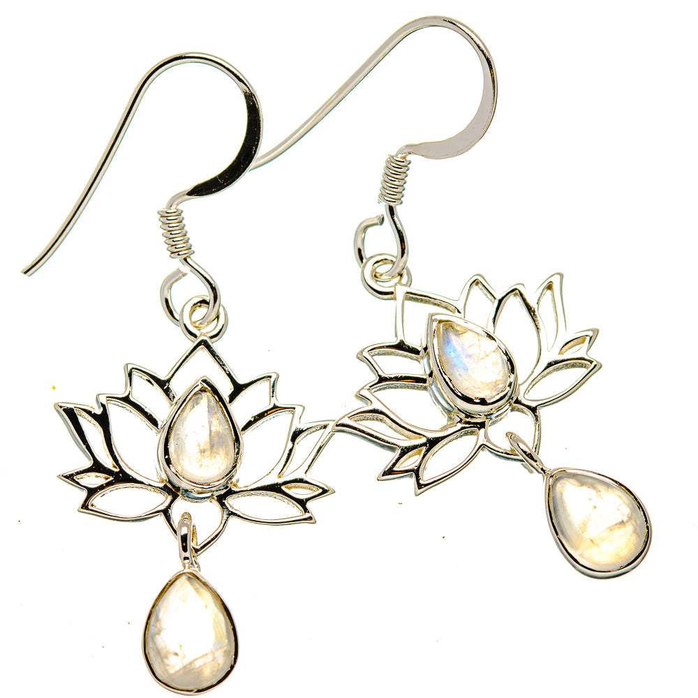 Rainbow Moonstone Earrings handcrafted by Anasilvercos - EARR430445 - Photo 2