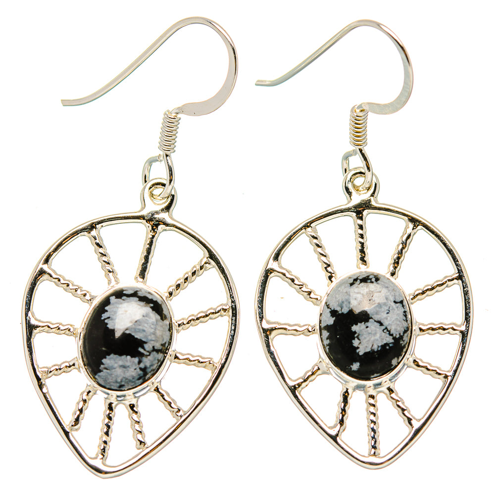 Snowflake Obsidian Earrings handcrafted by Anasilvercos - EARR430448 - Photo 2
