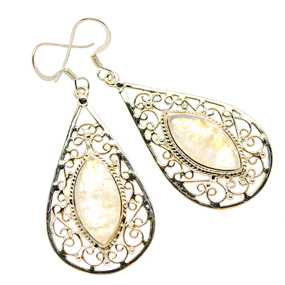 Rainbow Moonstone Earrings handcrafted by Anasilvercos - EARR430466 - Photo 2