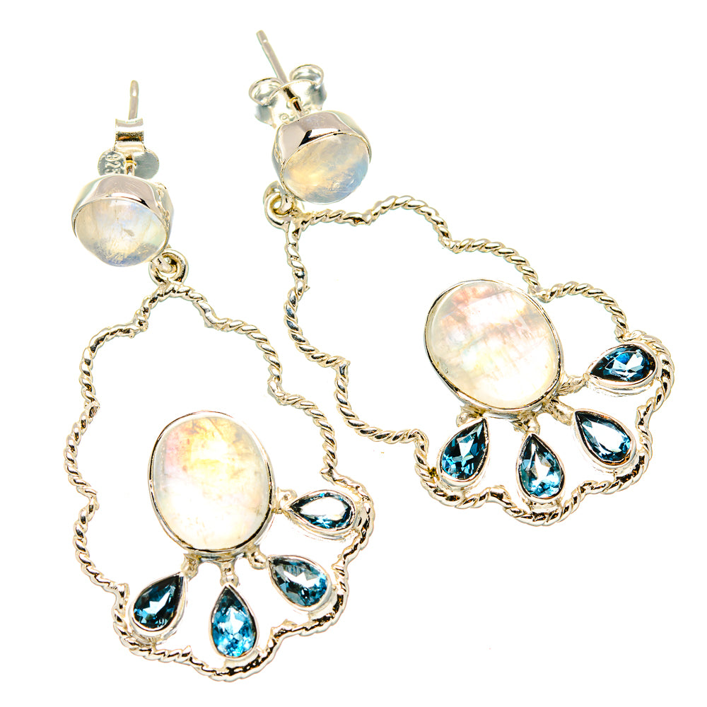 Rainbow Moonstone Earrings handcrafted by Anasilvercos - EARR430467 - Photo 2