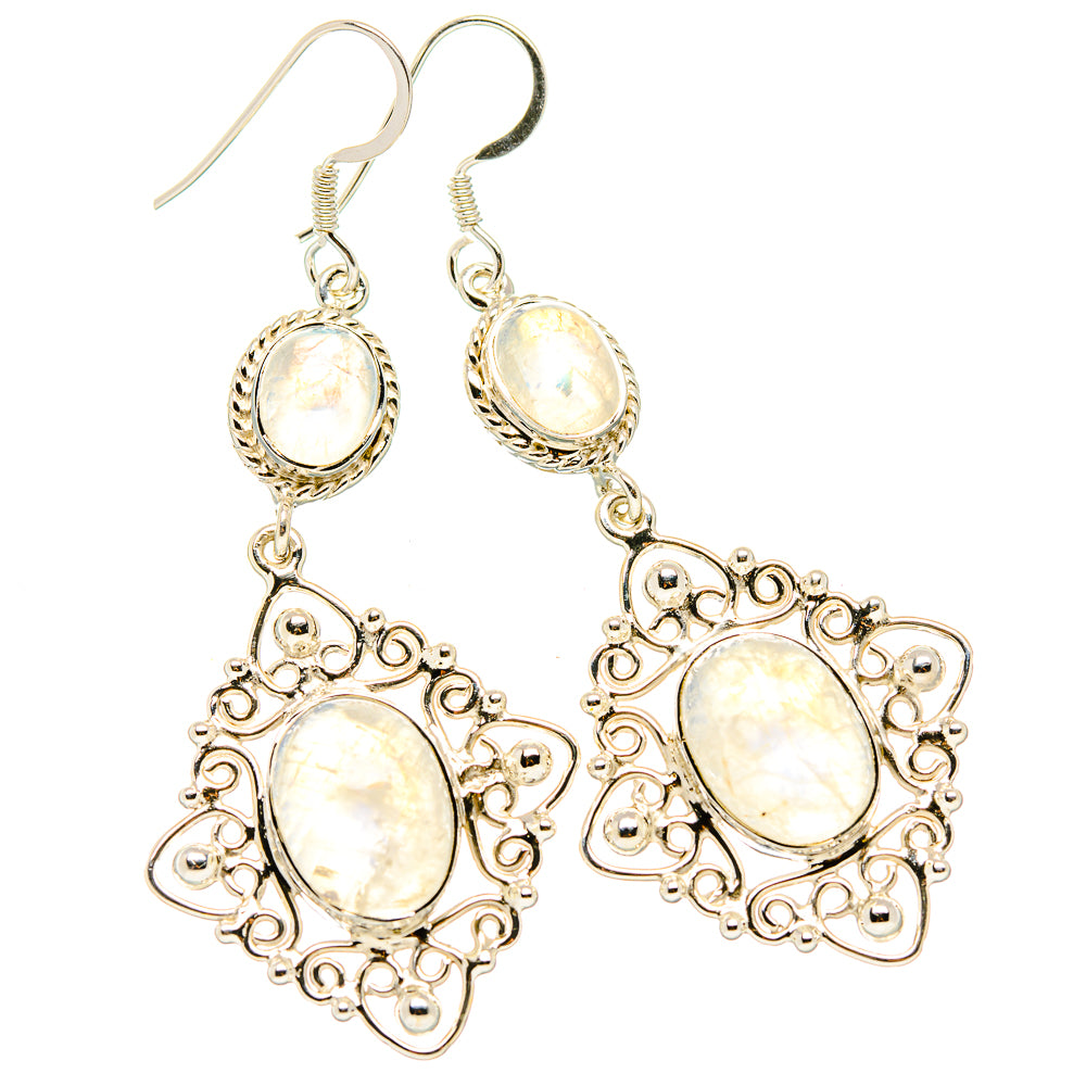 Rainbow Moonstone Earrings handcrafted by Anasilvercos - EARR430468 - Photo 2