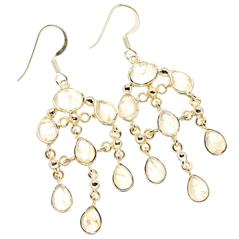 Rainbow Moonstone Earrings handcrafted by Anasilvercos - EARR430472 - Photo 2