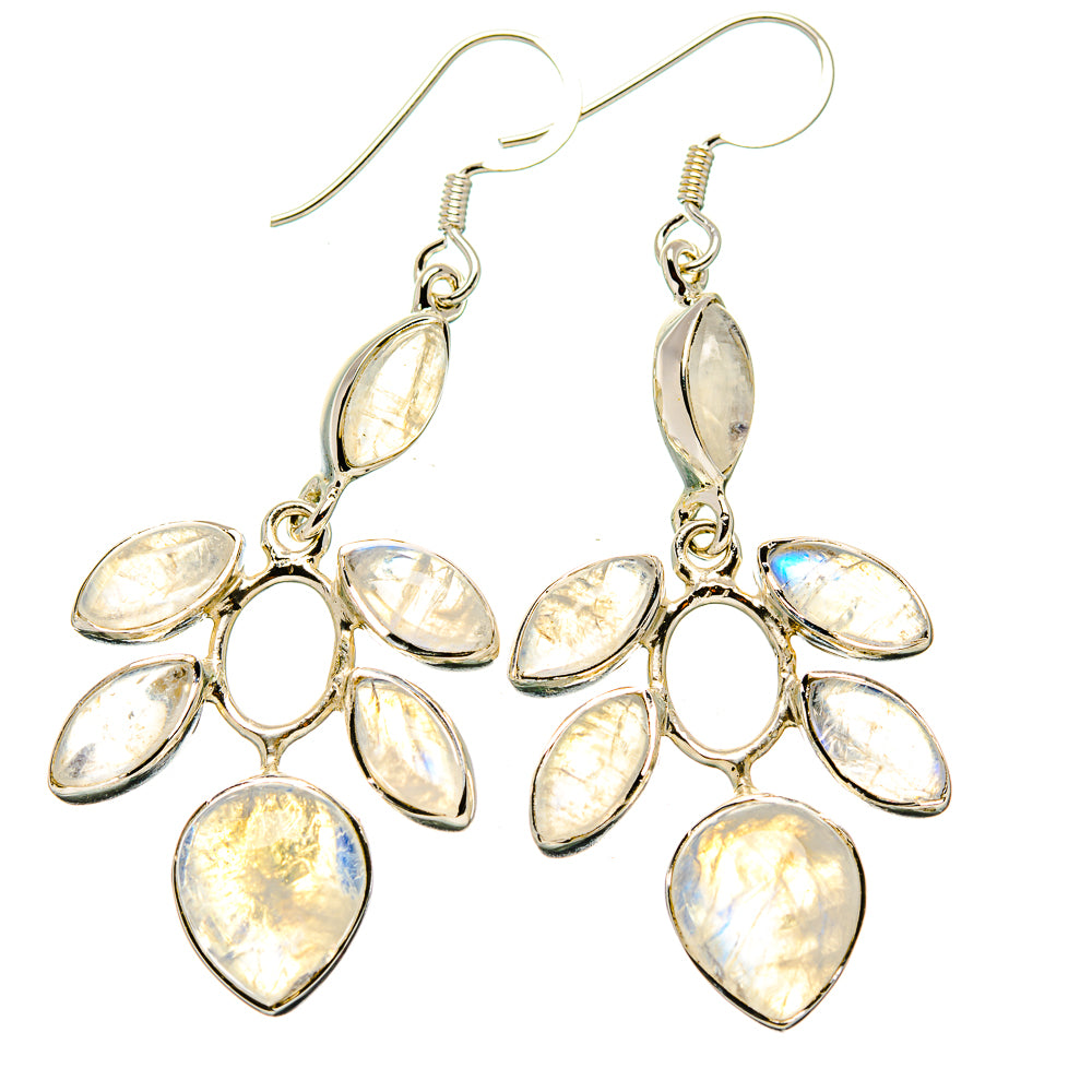 Rainbow Moonstone Earrings handcrafted by Anasilvercos - EARR430477 - Photo 2