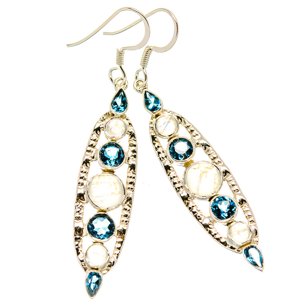 Rainbow Moonstone Earrings handcrafted by Anasilvercos - EARR430478 - Photo 2