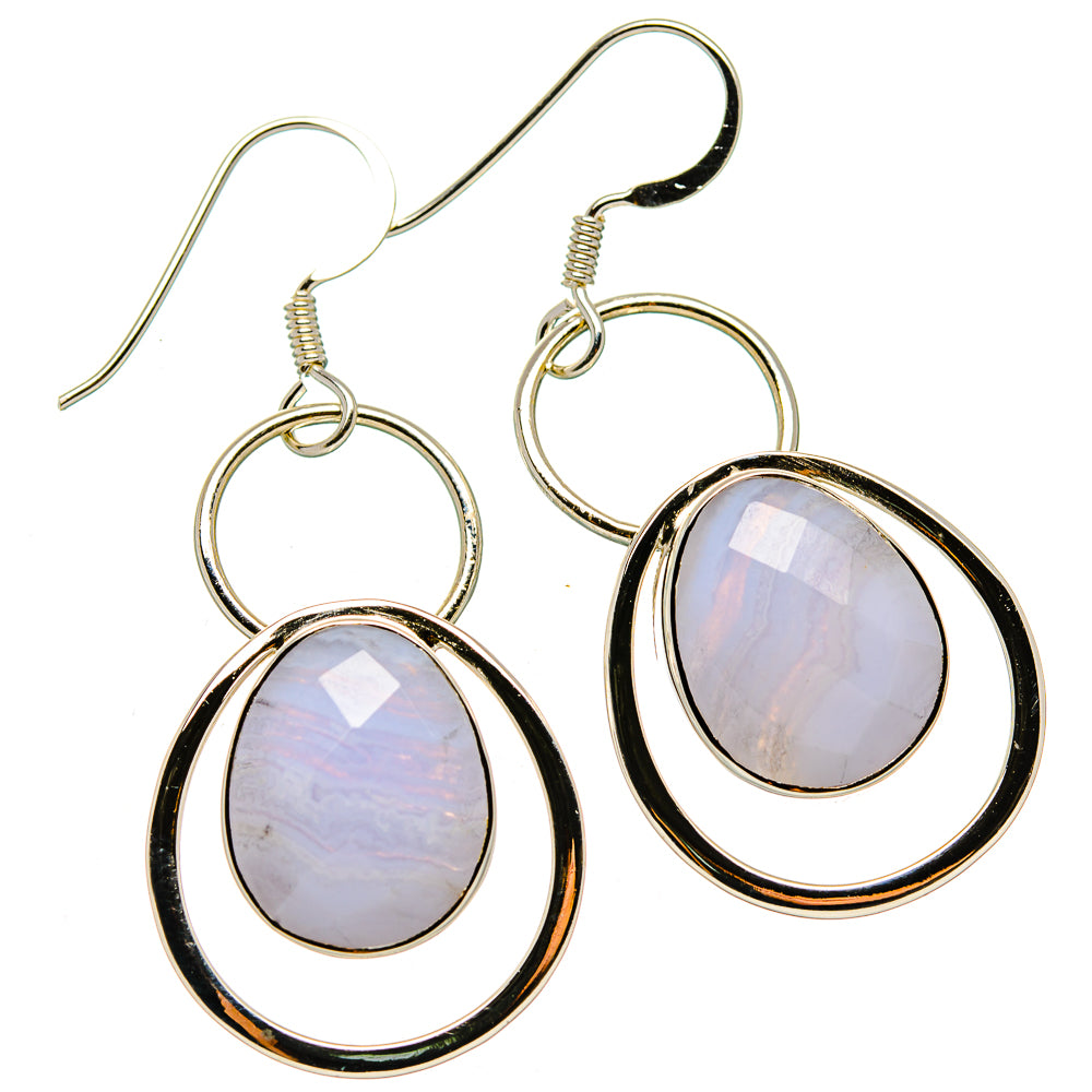 Blue Lace Agate Earrings handcrafted by Anasilvercos - EARR430482 - Photo 2
