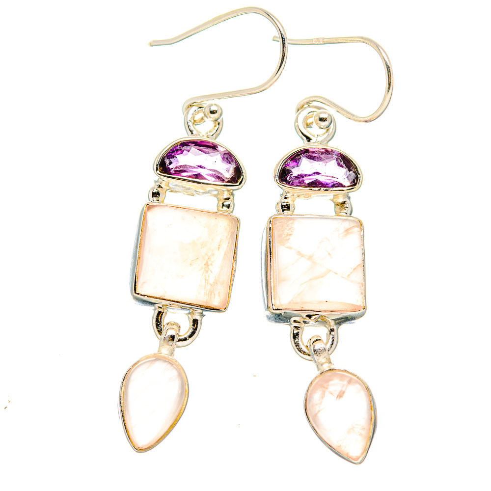 Rose Quartz Earrings handcrafted by Anasilvercos - EARR430538 - Photo 2