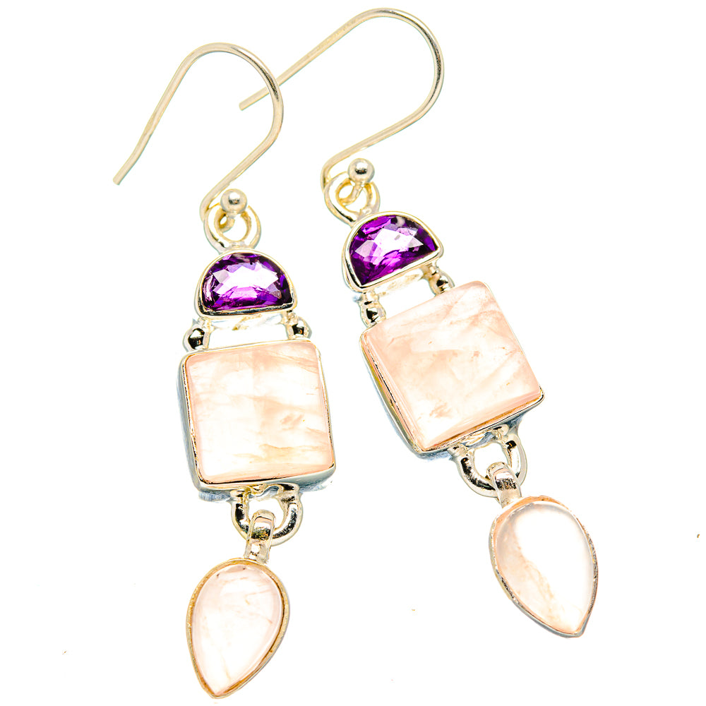 Rose Quartz Earrings handcrafted by Anasilvercos - EARR430542 - Photo 2