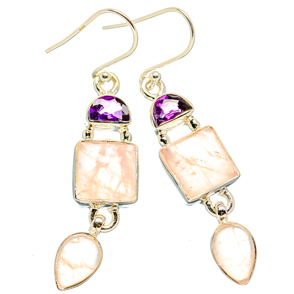 Rose Quartz Earrings handcrafted by Anasilvercos - EARR430550 - Photo 2