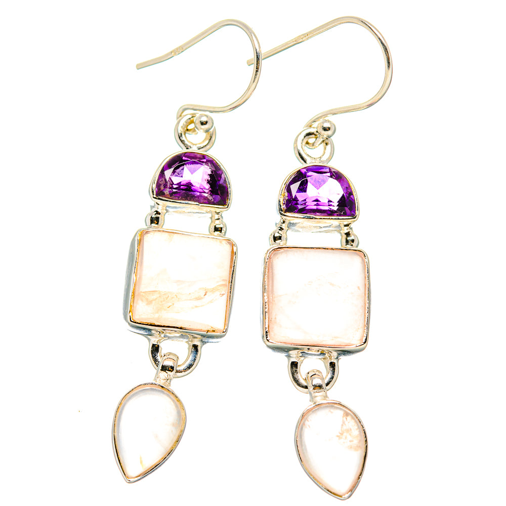 Rose Quartz Earrings handcrafted by Anasilvercos - EARR430554 - Photo 2