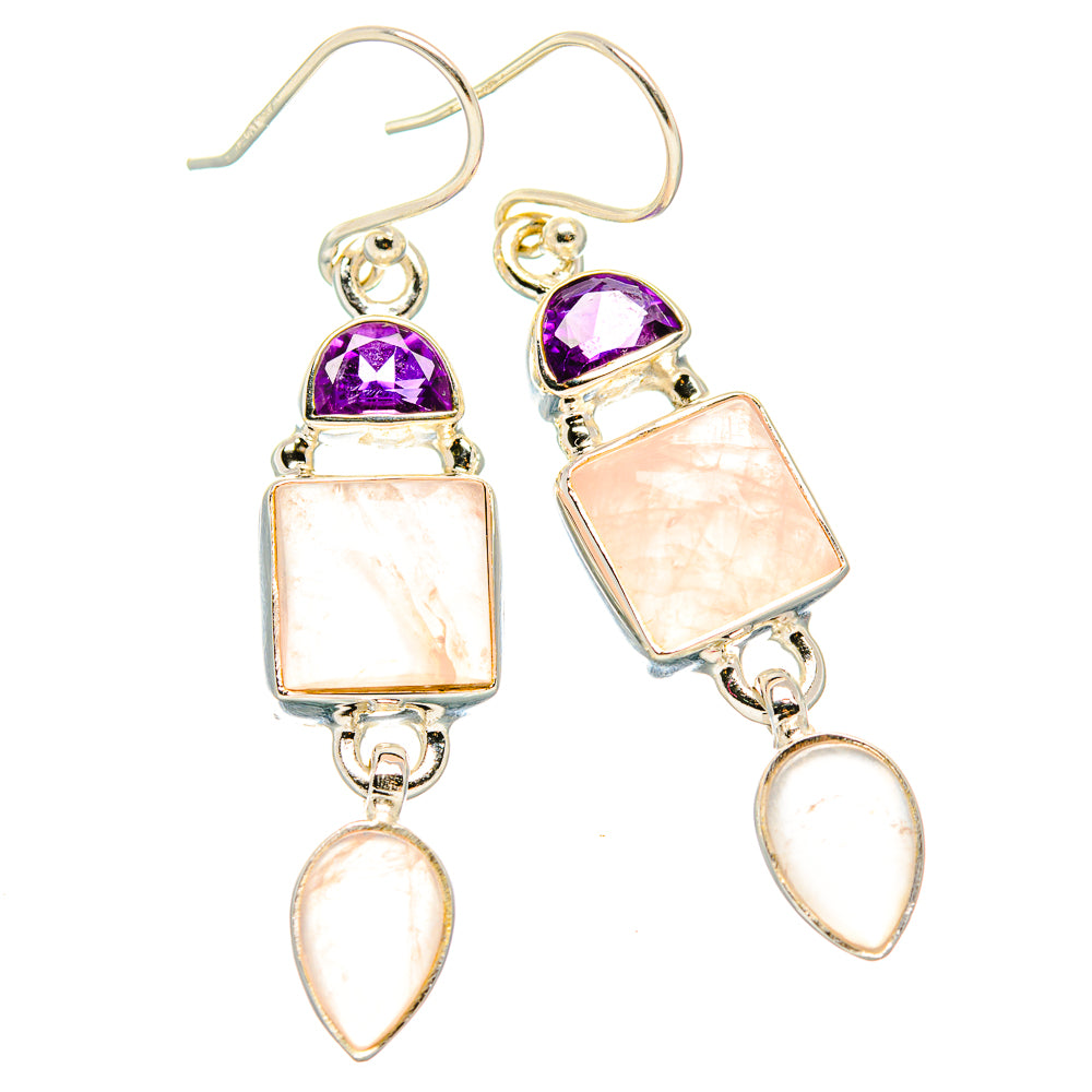 Rose Quartz Earrings handcrafted by Anasilvercos - EARR430583 - Photo 2
