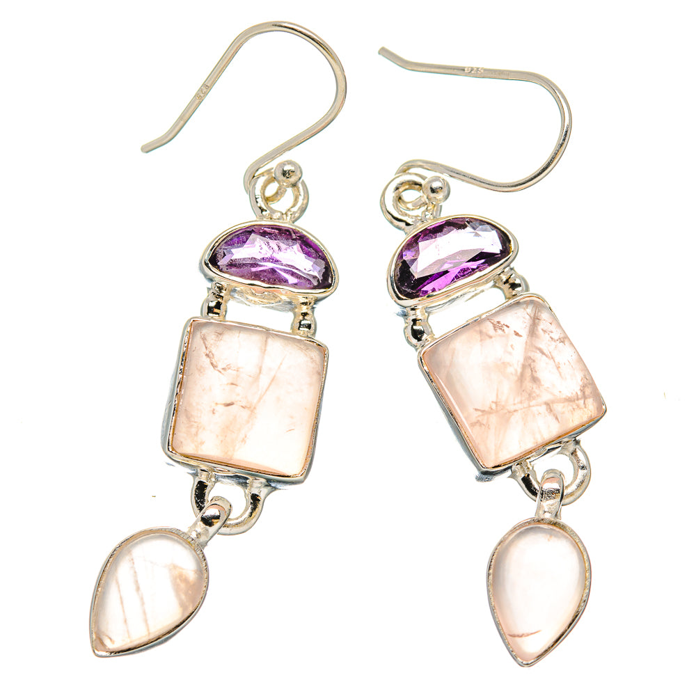 Rose Quartz Earrings handcrafted by Anasilvercos - EARR430587 - Photo 2