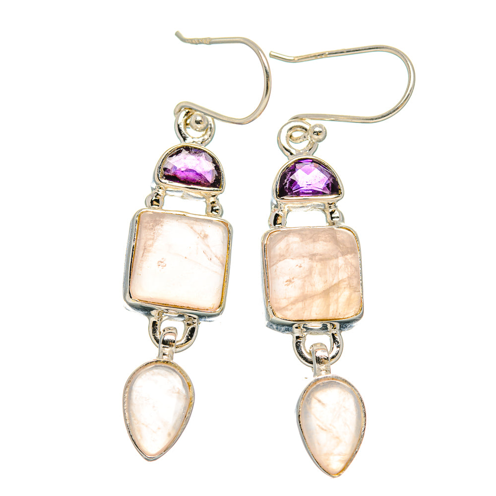 Rose Quartz Earrings handcrafted by Anasilvercos - EARR430590 - Photo 2